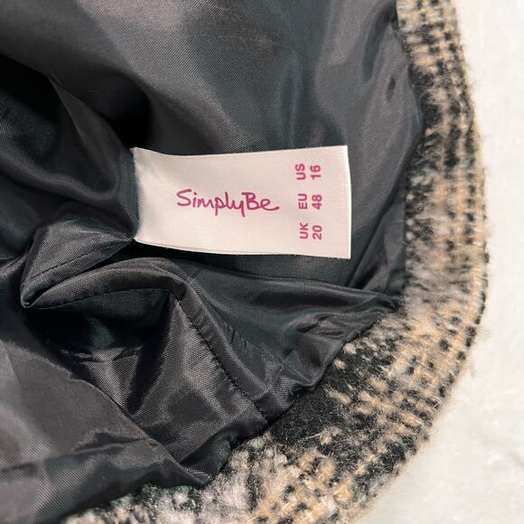 ASOS Simply Be White Tan and Black Checked Coat 16 - Picture 7 of 9